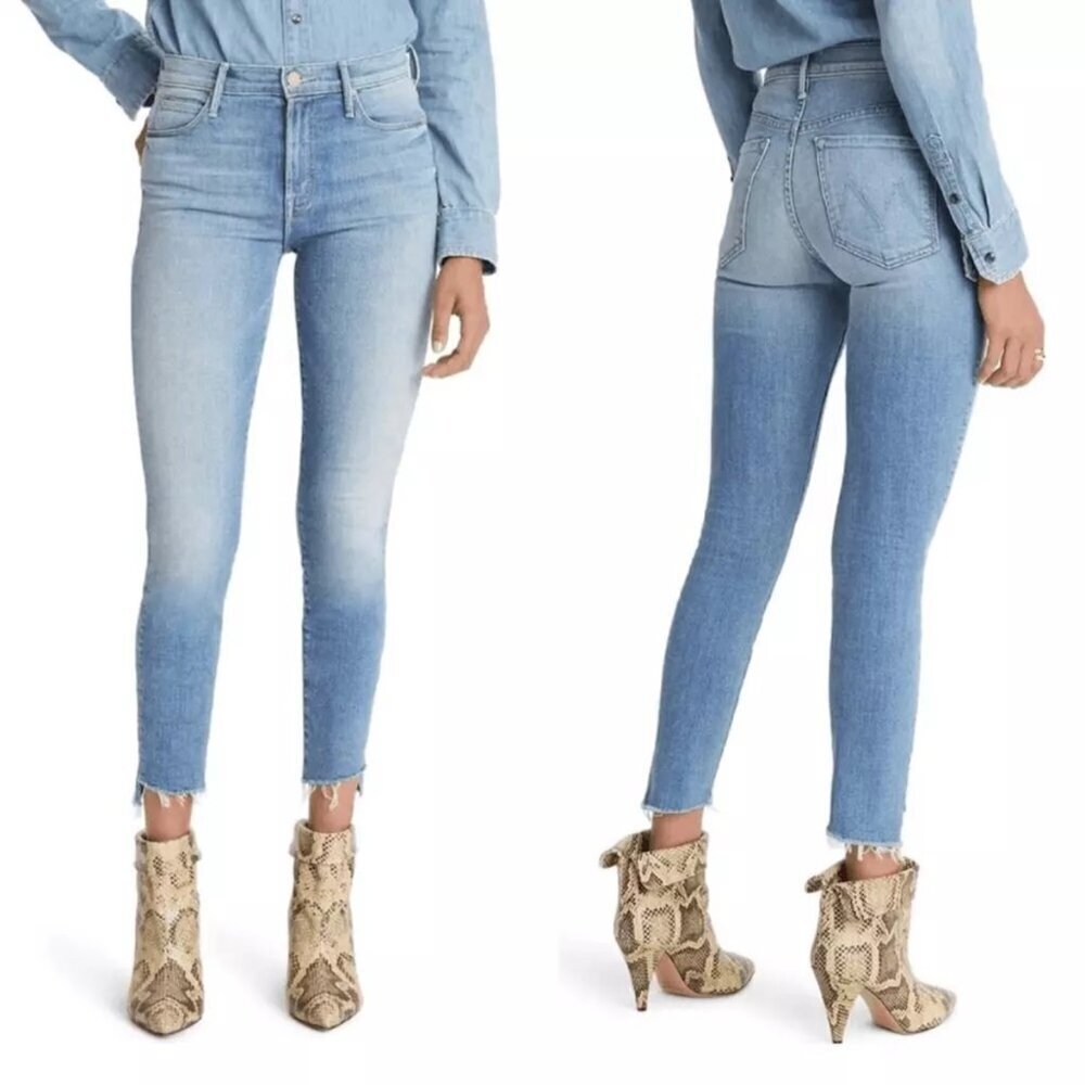 MOTHER Stunner Zip Ankle Step Fray Jeans in Camp Expert $253 #46 Size 24